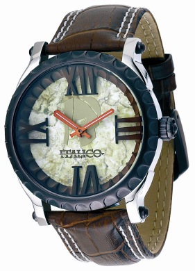 Italico Mens ITCB05-F Colosseum Collection Round Marbelized Green Dial Watch